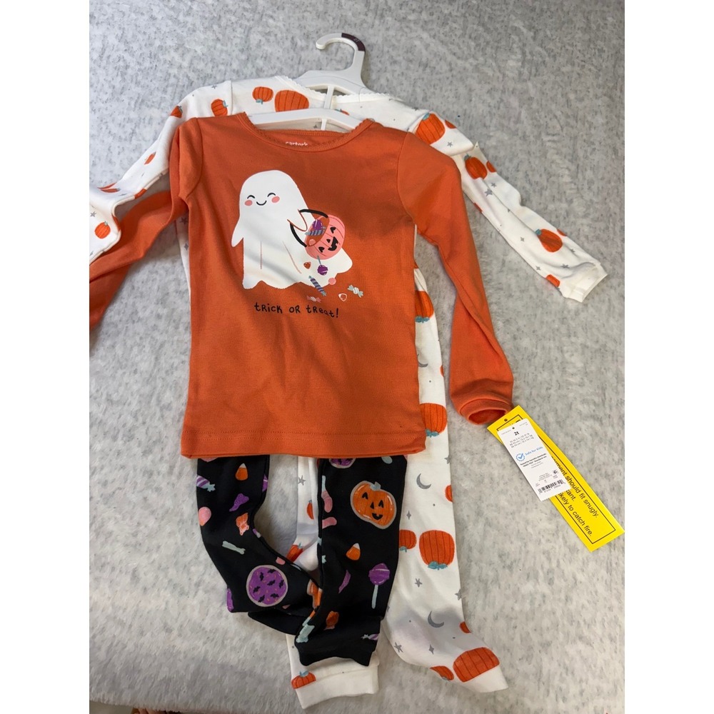 Carters Toddler 2T Halloween 4 Piece Set Ghost Pumpkin Orange‎ White New